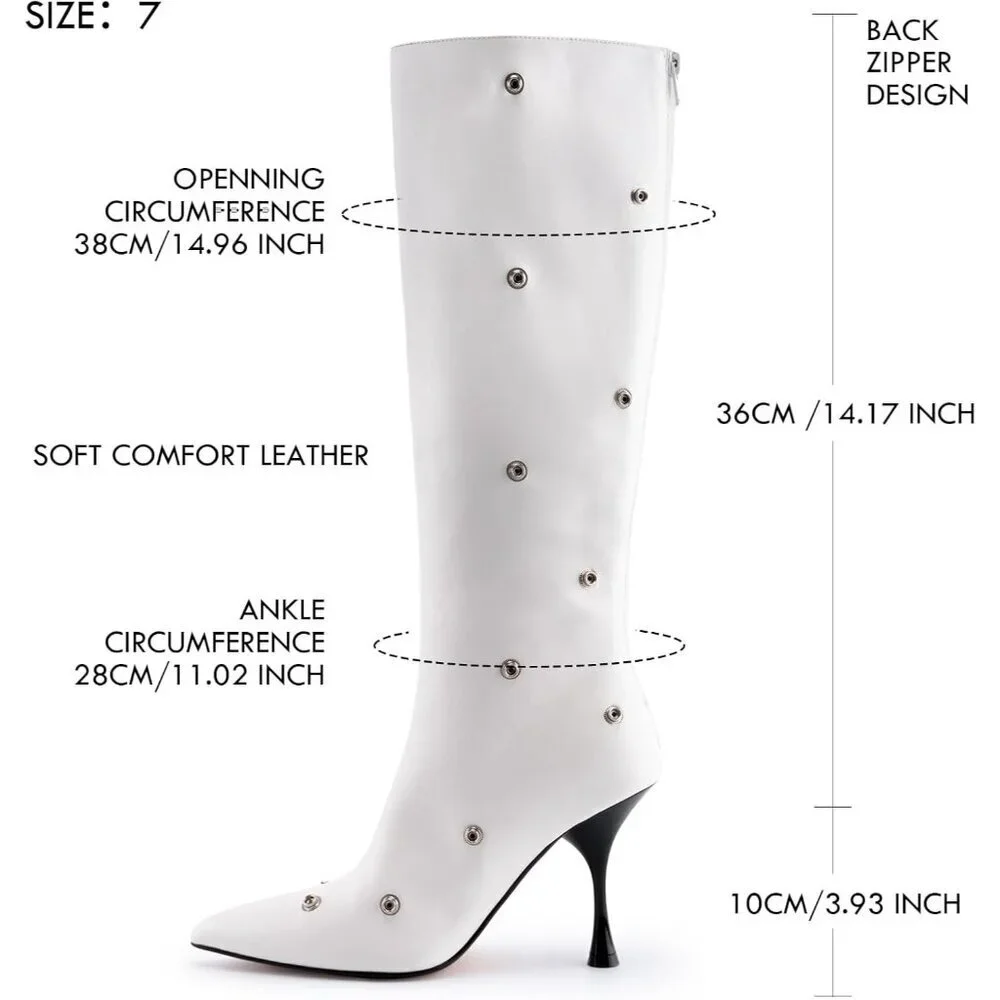 Women White Suede Detachable Snap-off Panel Fold Over Fall Shark Knee High Boot